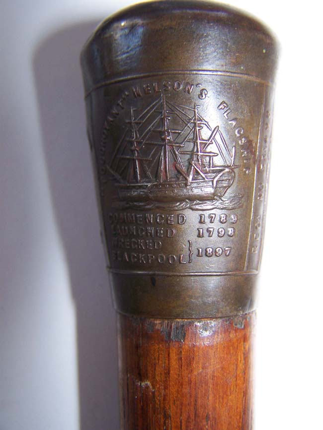 A Rare Cane made from salvaged wood and copper from Admiral Nelson's Flagship HMS FOUDROYANT — image 2